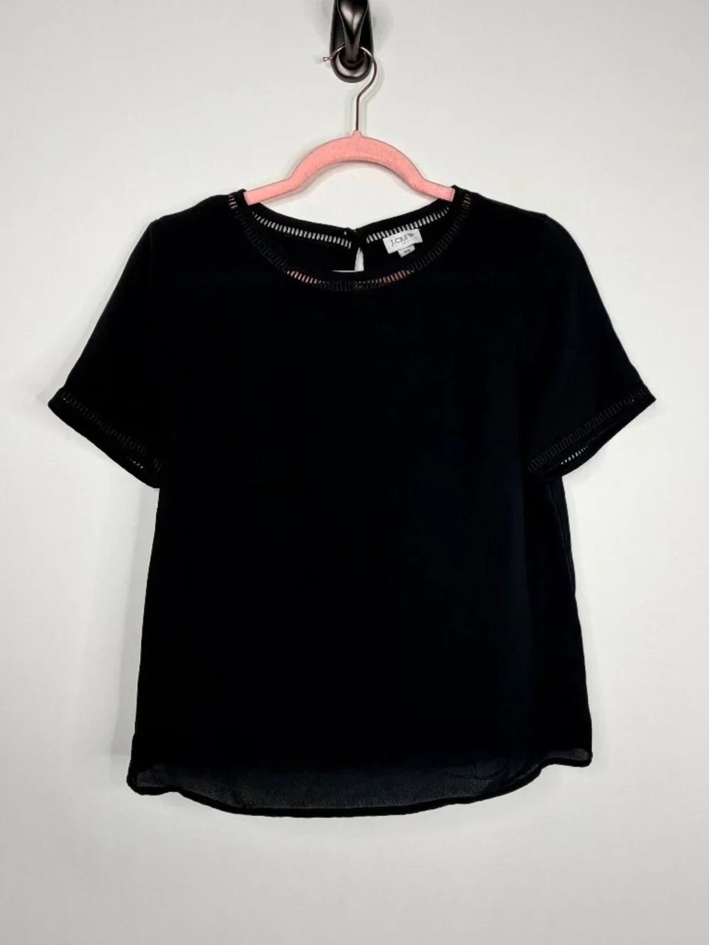 2/$30 J. Crew Short-sleeve Top With Ladder Trim Black XS #A3545